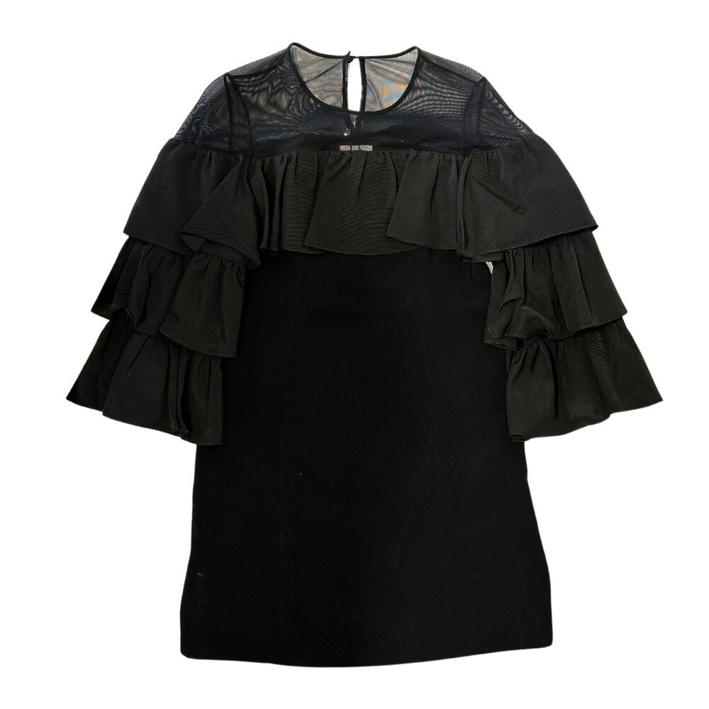 Cinq a Sept Valentina Ruffle Sleeve Mesh Shoulder Mini Dress